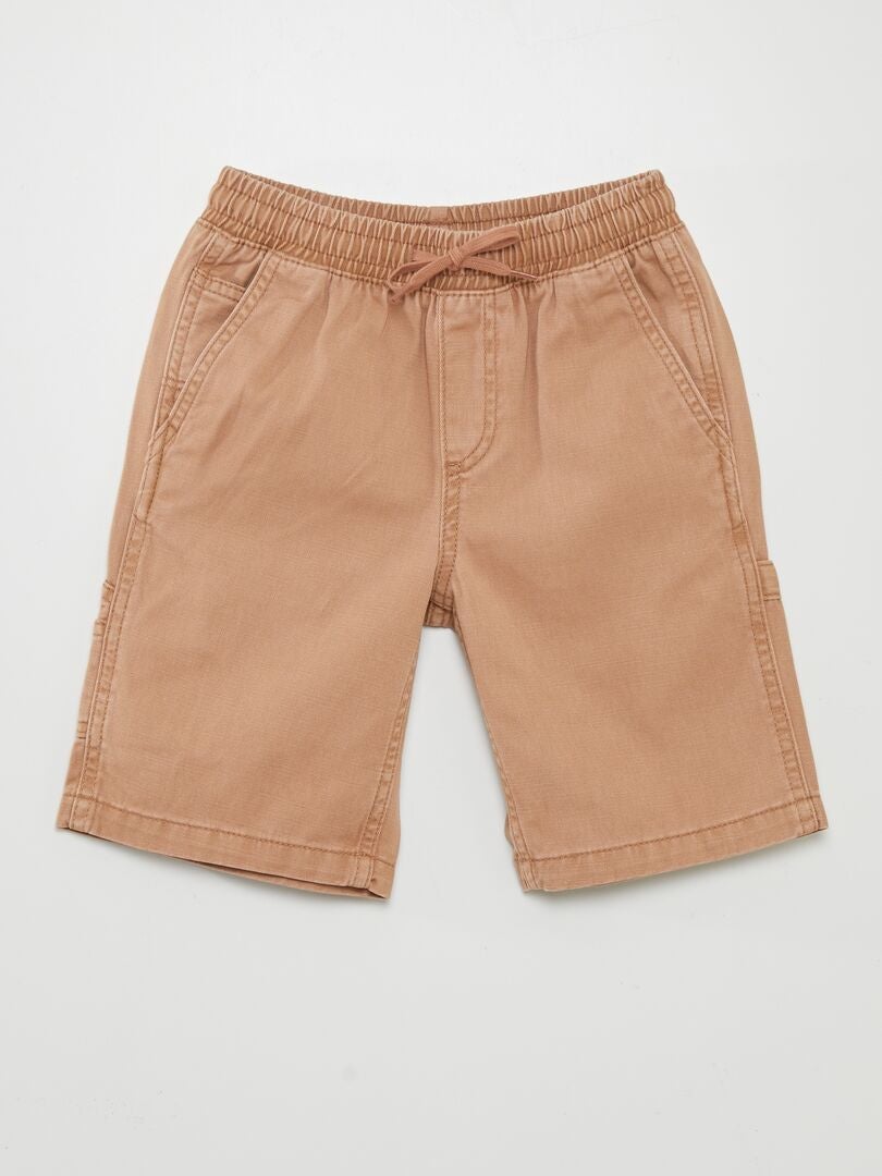 Pantalones cortos vaqueros elásticos - MARRÓN