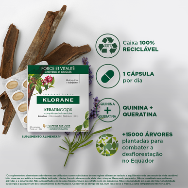 Klorane Keratinkapsler Styrke og Vitalitet Hår og Negler Oral Keratin Anti-Hårtap Kapsler 30 kapsler