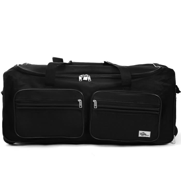 Monzana 85L Black Travel Bag with Wheels, Trolley Sports Bag, Telescopic Handle, 2 Lockable Wheels