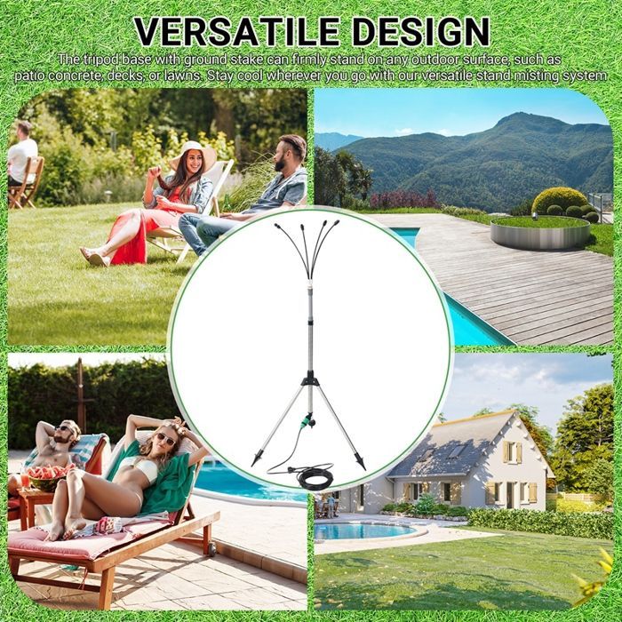 AT43-Standing Outdoor Misting System, Adjustable, Recommended 4.1-Foot Stand - Black [D4160]