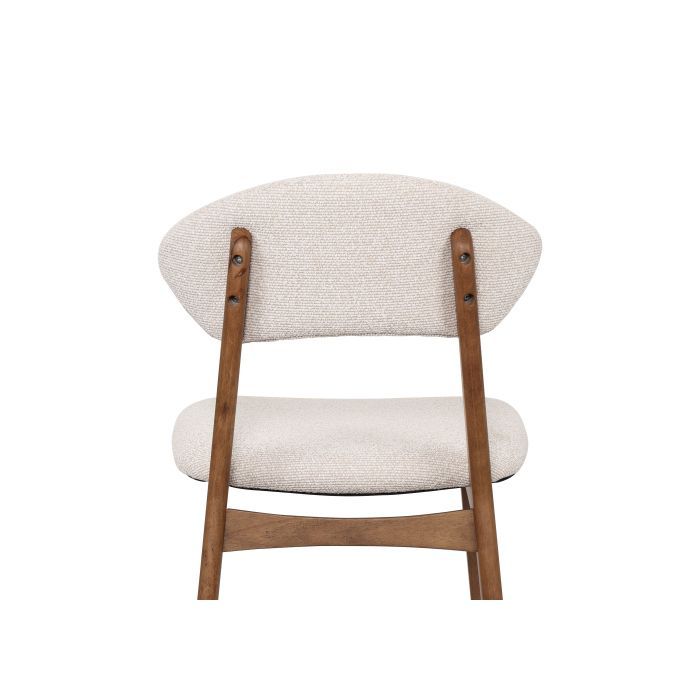 Set of 2 walnut-colored rubberwood chairs with fabric-covered seats, for the dining room