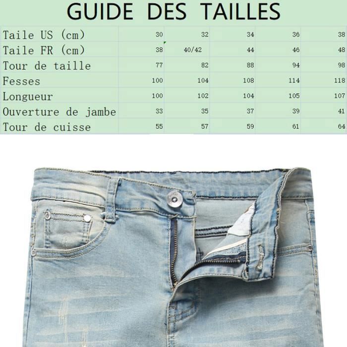 Men's ripped jeans - FONDUPIN - Straight leg jeans - Blue - Slim fit - Standard size