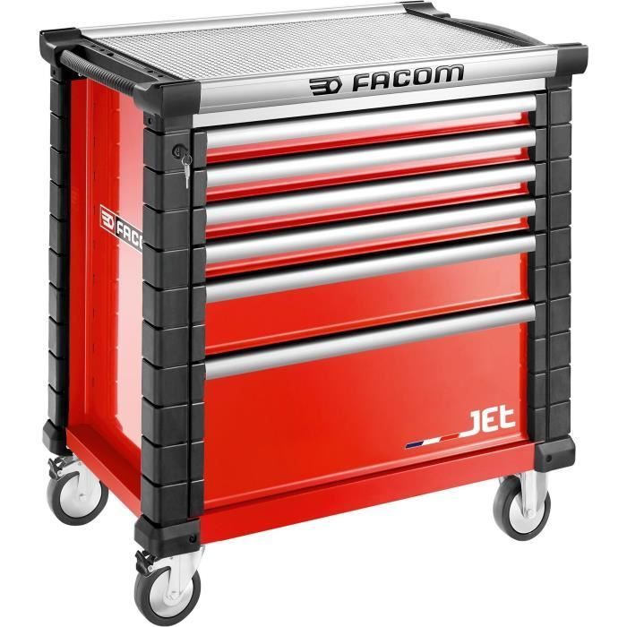 Carro de taller vacío FACOM JET - JET.6M4A - 6 cajones - 4 módulos por cajón - Rojo