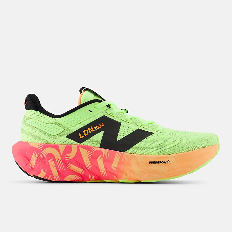 Dámské boty TCS London Marathon Fresh Foam X 1080 v13 – bělená limetková, zářivě mangová a neonově růžová
