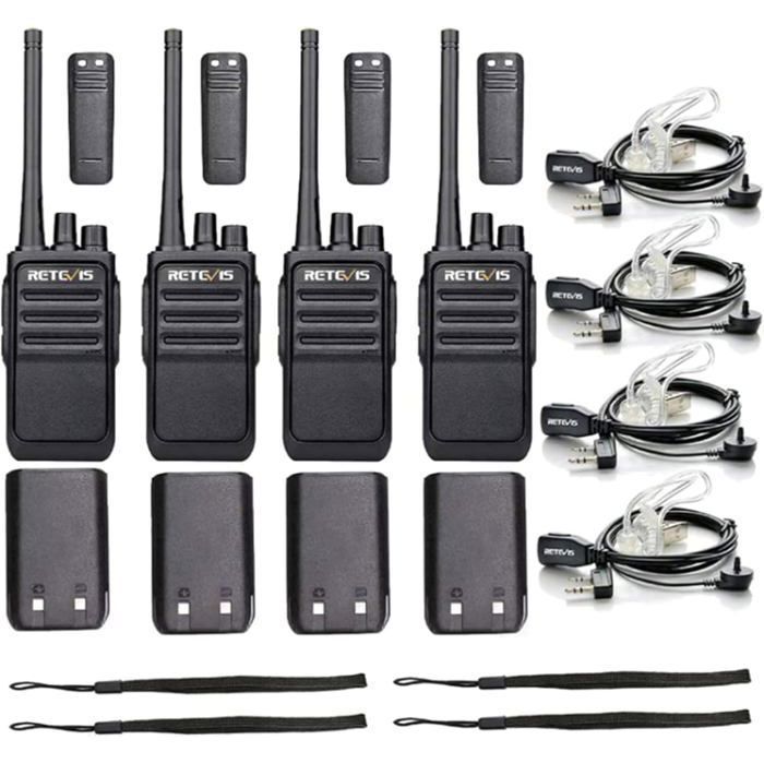 Retevis RT617 Walkie Talkie a lungo raggio, modello professionale PMR446, con funzione VOX, 16 canali CTCSS/DCS e auricolare, ideale per escursioni.