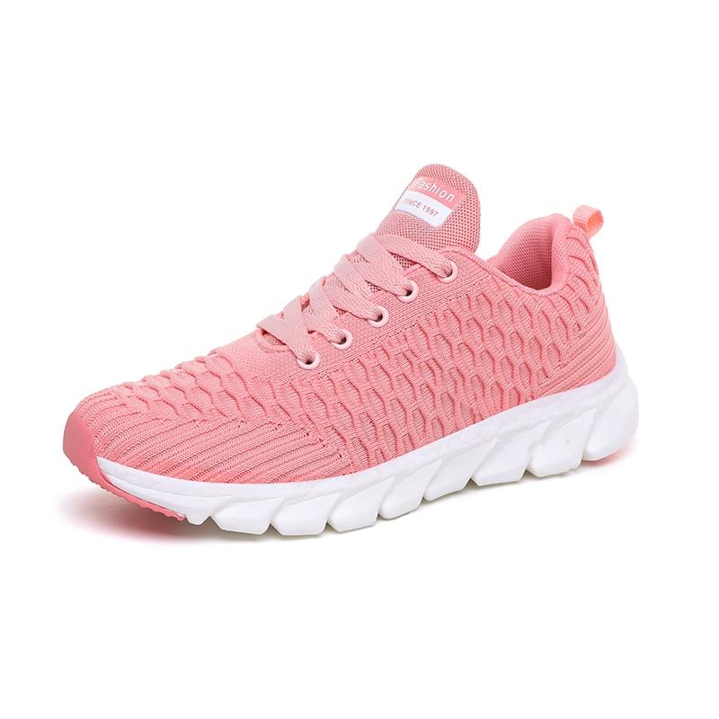 Scarpe da ginnastica da donna, sneakers casual in mesh rosa, scarpe basse da donna, sneakers con lacci, calzature traspiranti, scarpe da basket, taglie forti
