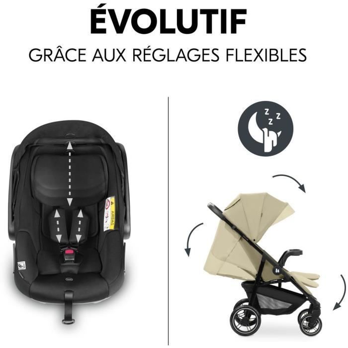 HAUK – Shop N Care Trio 3-in-1 Reiseset – Kinderwagen + Babywanne + Autositz + Adapter – 4 Räder – Olivgrün