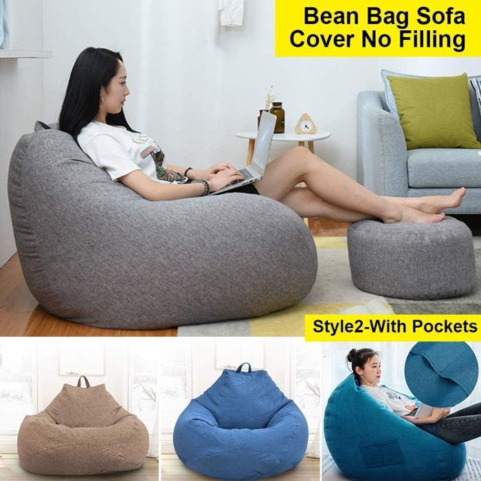 Puf para adultos de 80x90 cm, ideal para guardar juguetes, con funda, plegable o para el salón (negro).