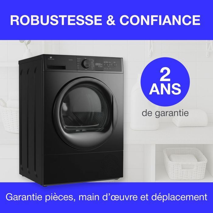 Sèche-linge pompe à chaleur CONTINENTAL EDISON CESL10PCB2 - 10 kg - 60 cm - Classe E - Noir