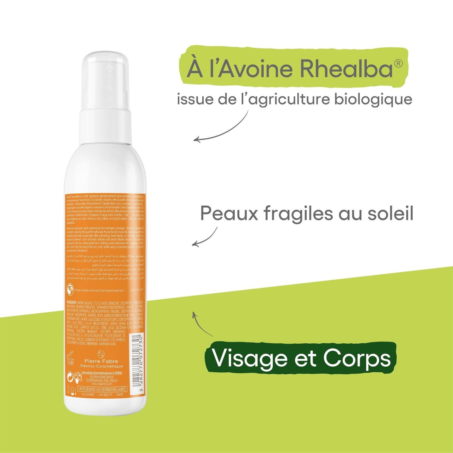 A-DERMA Spray solaire SPF50+