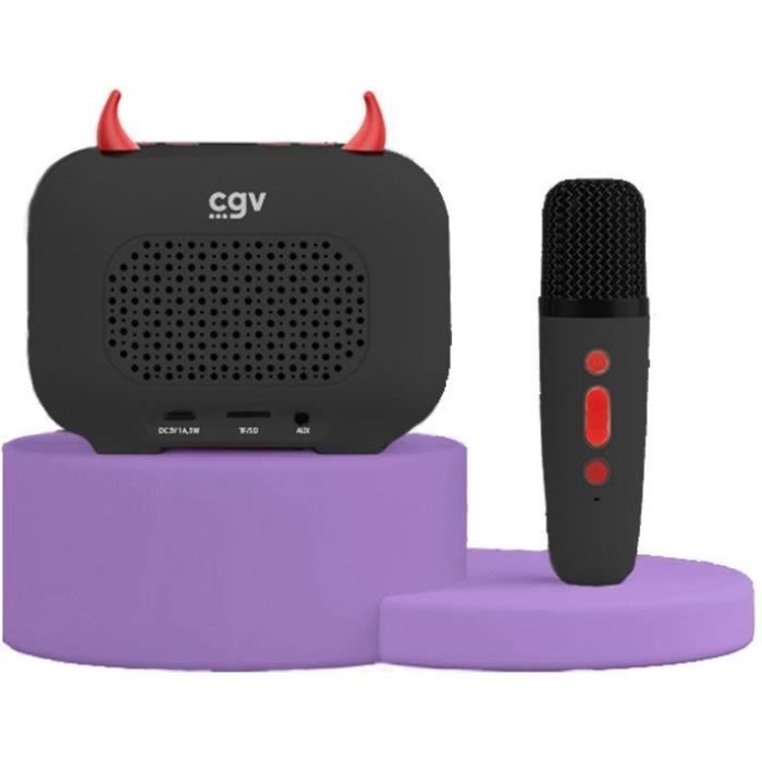 Kit de Karaokê / Caixa de Som Bluetooth e Microfone Sem Fio - CGV - DIABLO, Efeitos de Voz Mágicos, Bateria com Duração de 8 Horas, Carregamento USB