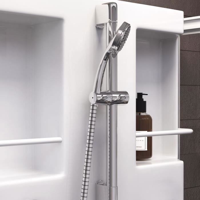 Mampara de ducha reversible Schulte de 80x80x190 cm, cristal de 5 mm, cabina de ducha completa, puerta pivotante, blanca, Juist