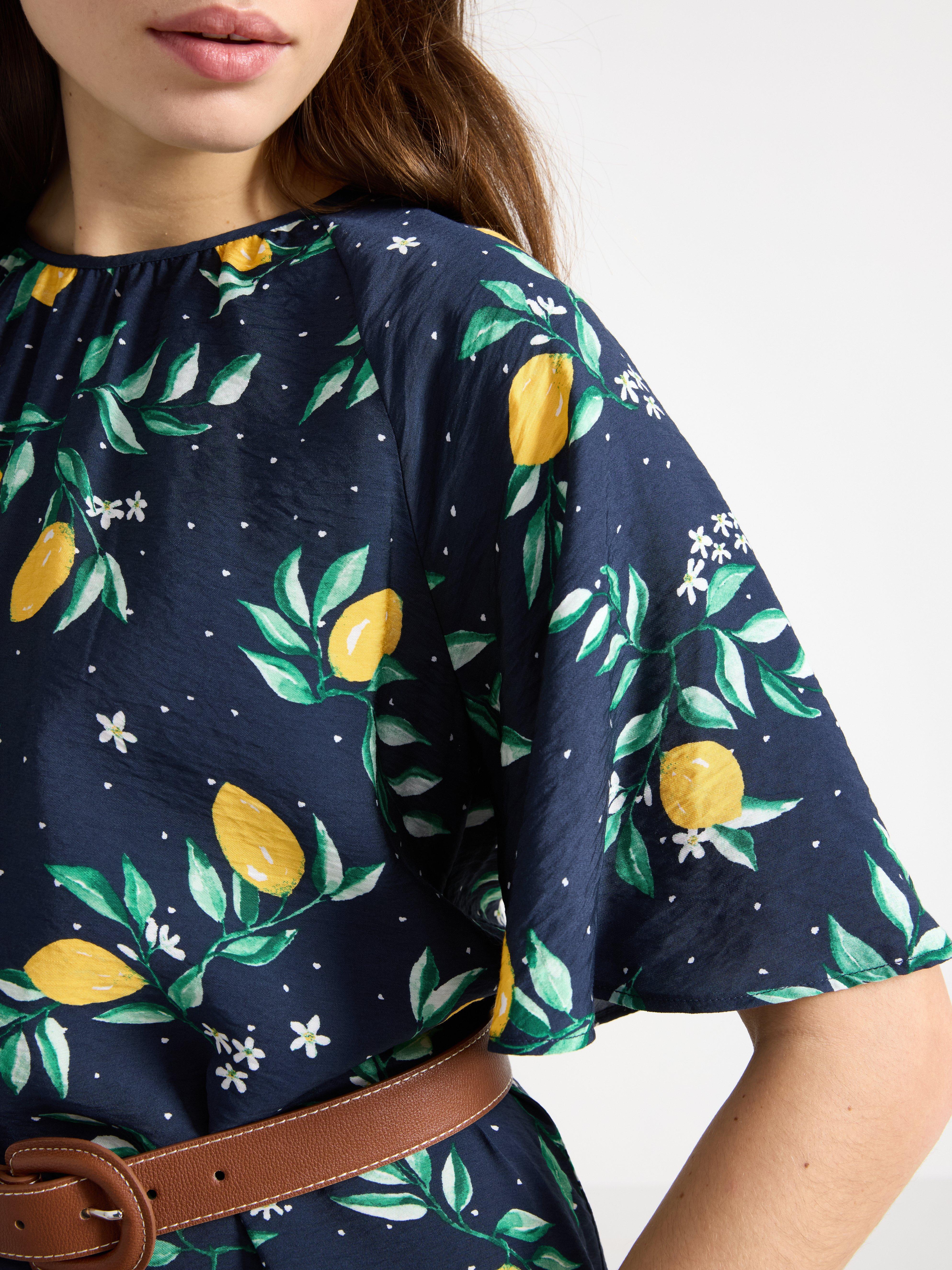 Vestido midi azul-marinho