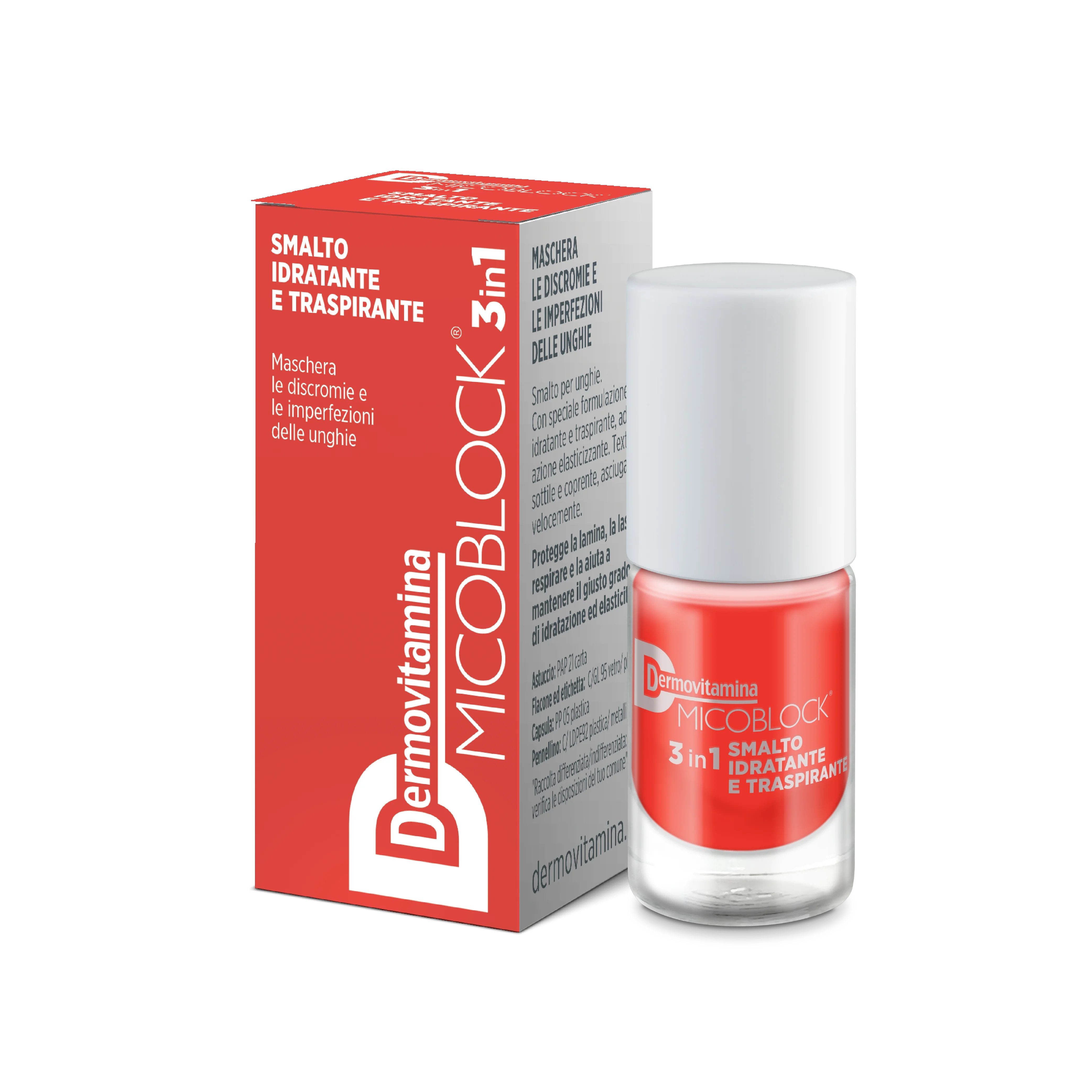 DERMOVITAMINA Vernis à ongles hydratant et respirant Dermovitamina Micoblock 3 en 1 5 ml orange vif