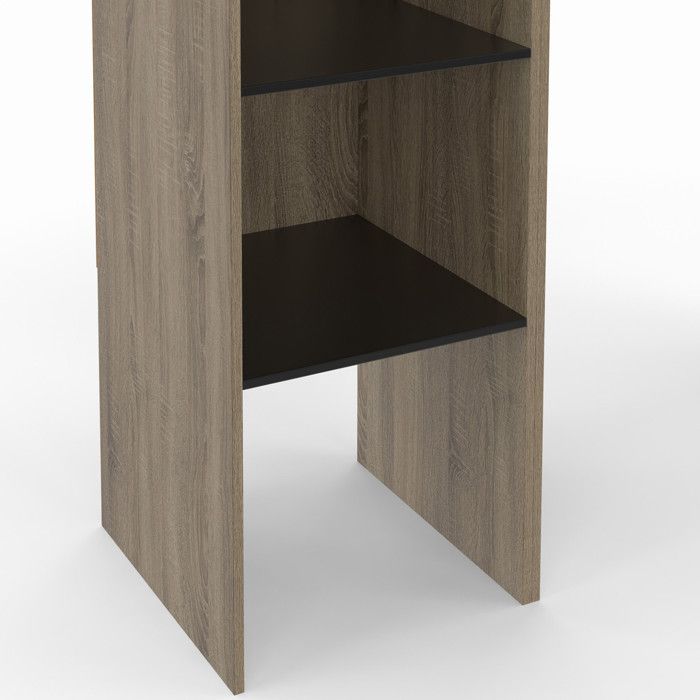IDMARKET Dressing d'angle modulable L. 90 / 127 cm MELMAN double penderie + étagères bois et noir