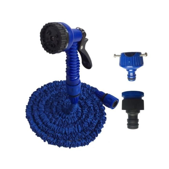 SWISSANT Dehnbarer Gartenschlauch – 60 m, Blau – 7-Funktions-Spritzpistole