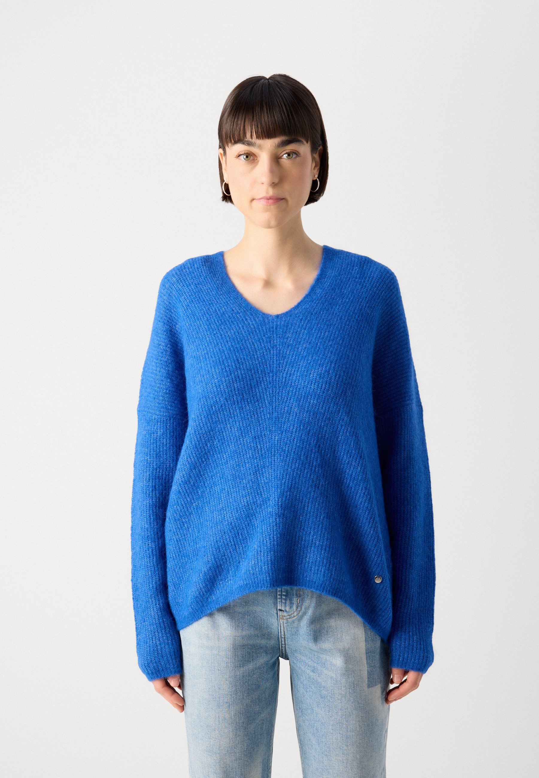 Mos Mosh THORA V-NECK - Jumper - blauw lolite