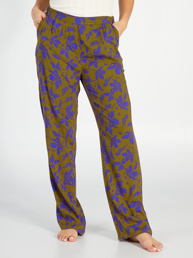 Pantalón de pijama holgado estampado - MARRÓN