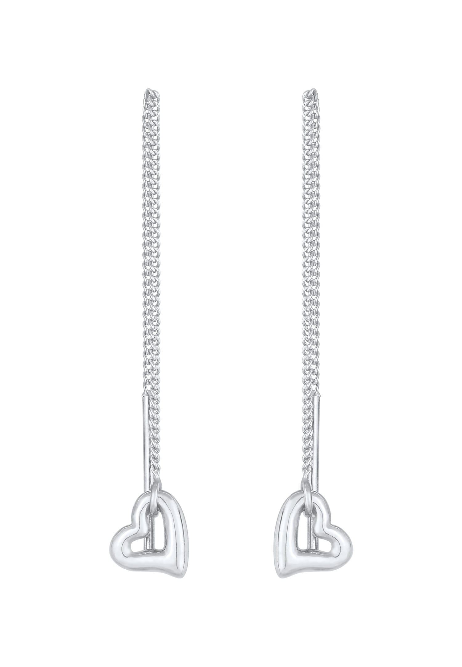 Elli Boucles d'oreilles dames Pull Through Heart Basic Trend en argent sterling 925
