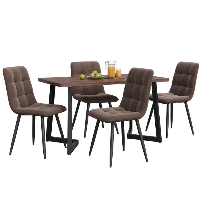 Nuevo juego de comedor de material ecológico (juego de 5), mesa de comedor con 4 sillas, mesa de comedor moderna para cocina.