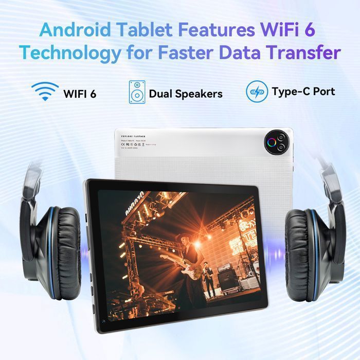 Tablette 10 Pouces 5-Core, 20(3+17)Go RAM+64Go+1To Extensible, Écran HD 1280x800, Double Caméra, Widevine L1, 5G/2,4G WiFi, Blanc