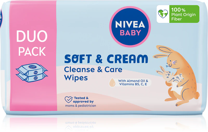 Lenços umedecidos suaves para bebês NIVEA BABY Soft & Cream