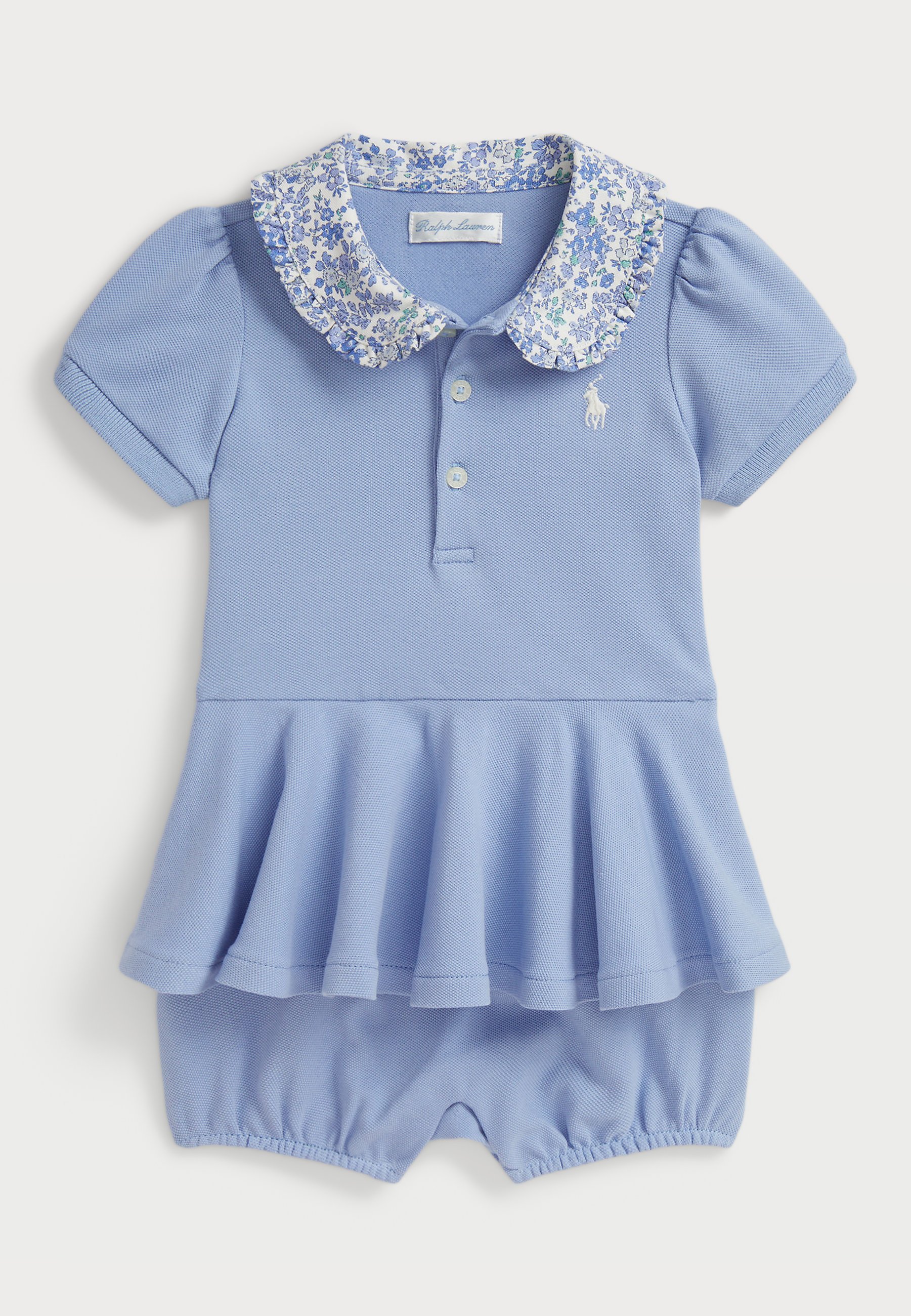 Polo Ralph Lauren FLORAL COLLAR MESH BUBBLE SHORTALL - Jumpsuit - chambrayblauw