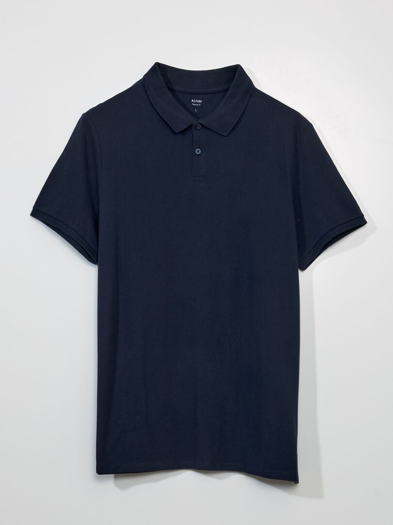 Polo piqué de algodão - azul marinho