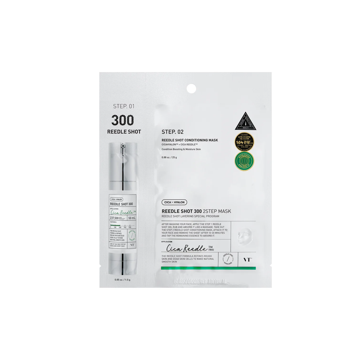Viso REEDLE SHOT 300 2-STEP MASK - Cofanetto Antimperfezioni, Cofanetto Antirughe, Maschera Anti-età viso, Siero viso antimperfezioni, Trattamento Rigenerante