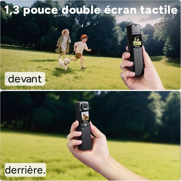 Videocamera C300 4K per vlog, autonomia della batteria di 460 minuti, doppio schermo touch, videocamera sportiva subacquea, stabilizzazione a 6 assi per vlogging, nera (senza scheda di memoria)