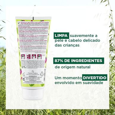 Klorane Junior 2-in-1 suihkugeeli Vadelma-vartalosuihkugeeli 3 vuotta 200 ml 200 ml