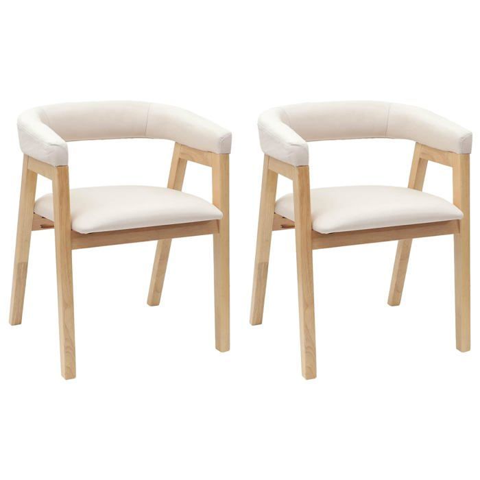 Rubberwood dining chairs - vidaXL - Natural - 54x57x73 cm - Padded armrests