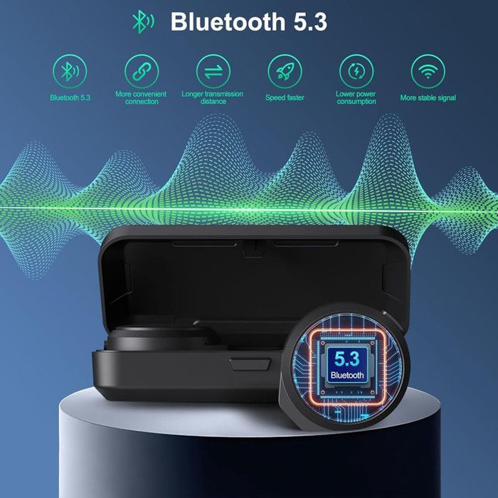Oreillette Moto Bluetooth de Casque, BT5,3 Écouteurs de Moto sans Fil Mains Libres avec Étui de Charge, pour Le Ski, L'escalade
