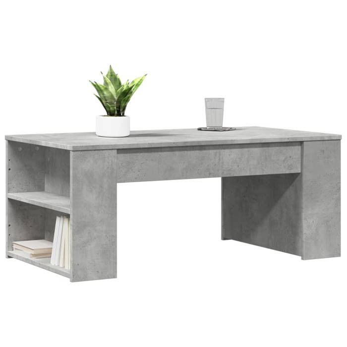 Tavolino da caffè vidaXL, grigio cemento, 102x55x42 cm, legno composito, tavolino laterale, tavolino da soggiorno, tavolino d'appoggio, 831856