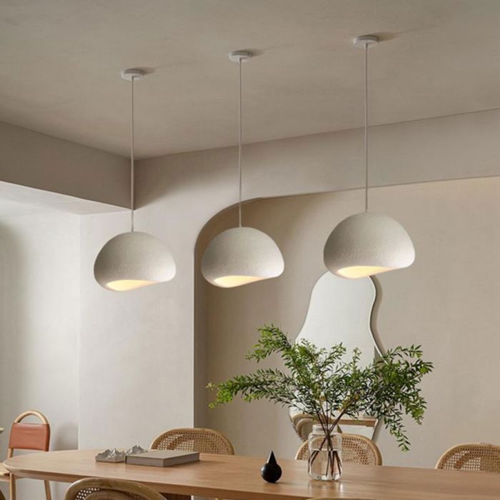 WOTTES Modern Creative White Pendant Light, Vintage Metal Design Chandelier, E27 Lamp, 1 pc, Ø30cm, for Kitchen and Dining Room