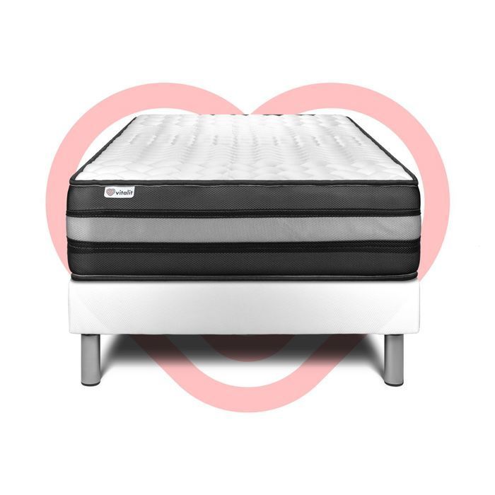 Conjunto de colchón y base de cama de 90x200 cm - Base de cama blanca (premontada) - Vital Power Zen White