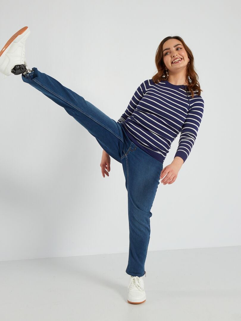 Sweter z cienkiej dzianiny - So Easy - NIEBIESKI