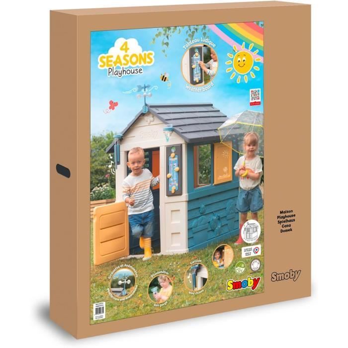 Smoby 4 Jahreszeiten Kinderspielhaus – Lernspielhaus – Lustige Aktivitäten rund ums Wetter – Hergestellt in Frankreich