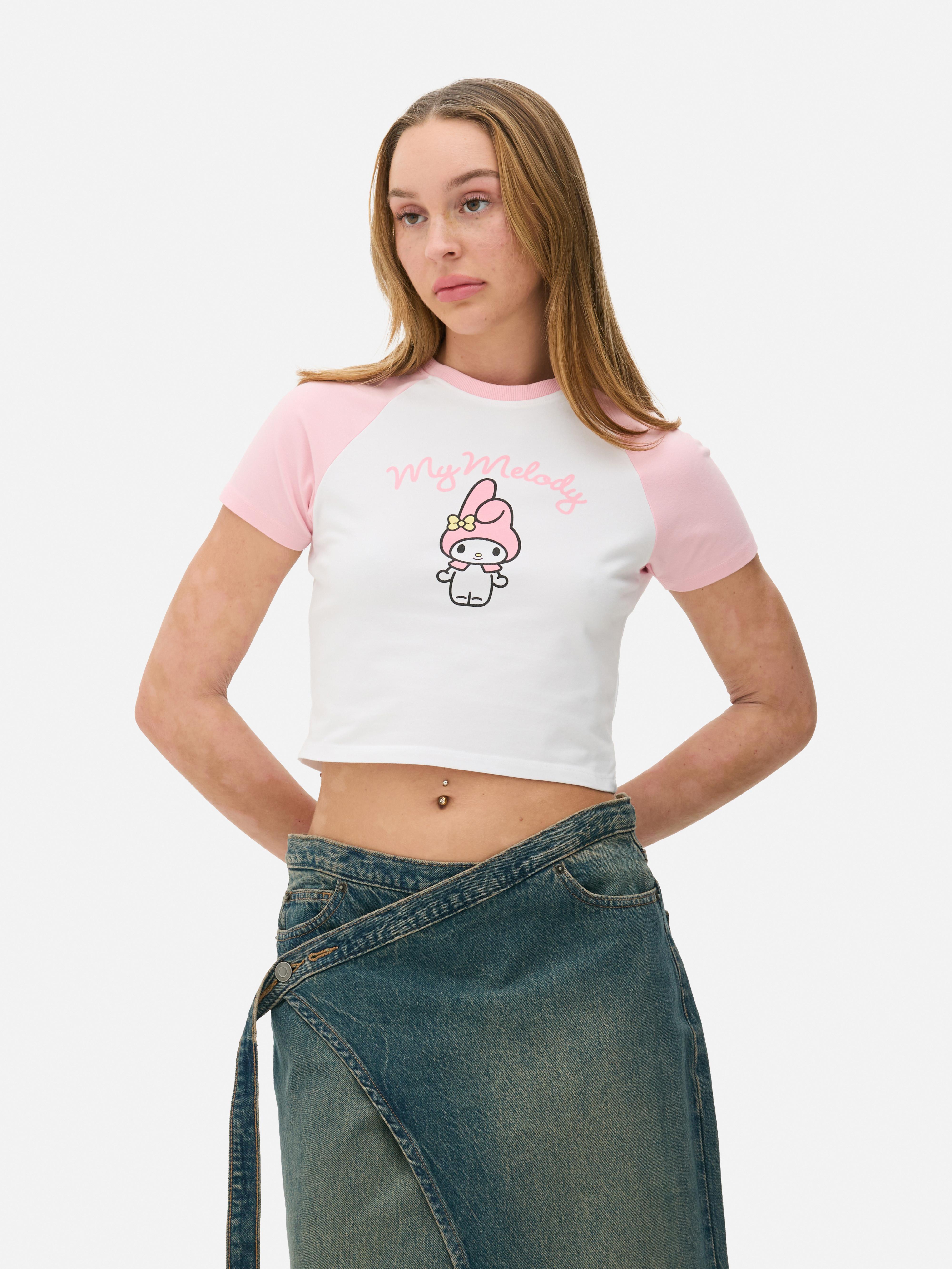 Tricou pentru bebeluși Hello Kitty My Melody Un tricou pentru bebeluși cu mâneci raglan scurte și un design My Melody