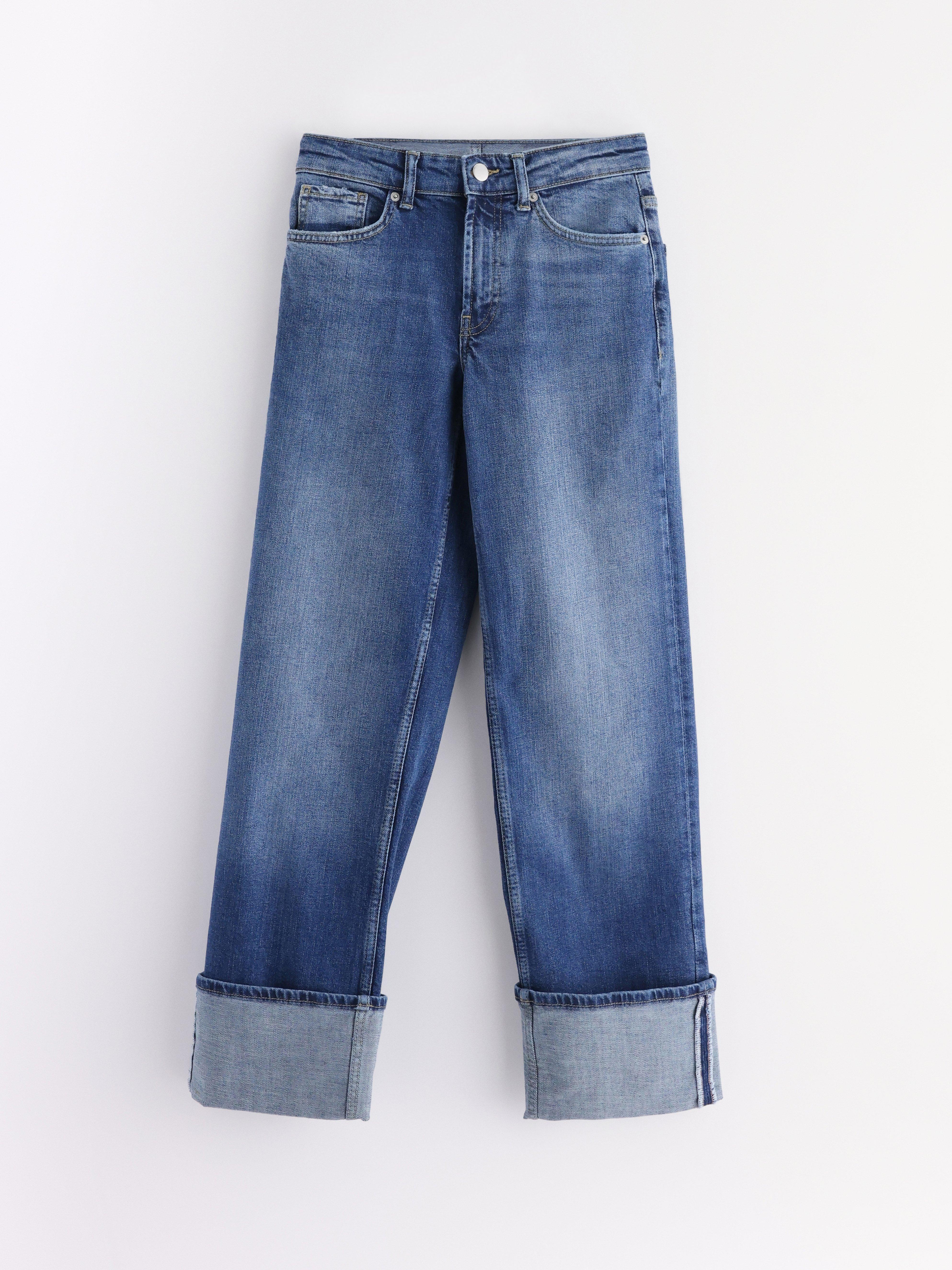 STRAIGHT  jeans med uppvik Denim blue