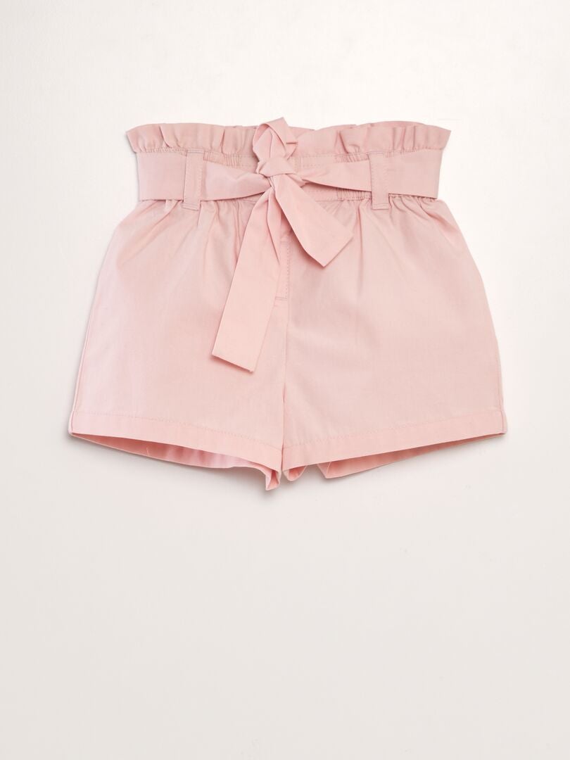 Shorts de popeline com cinto - ROSA