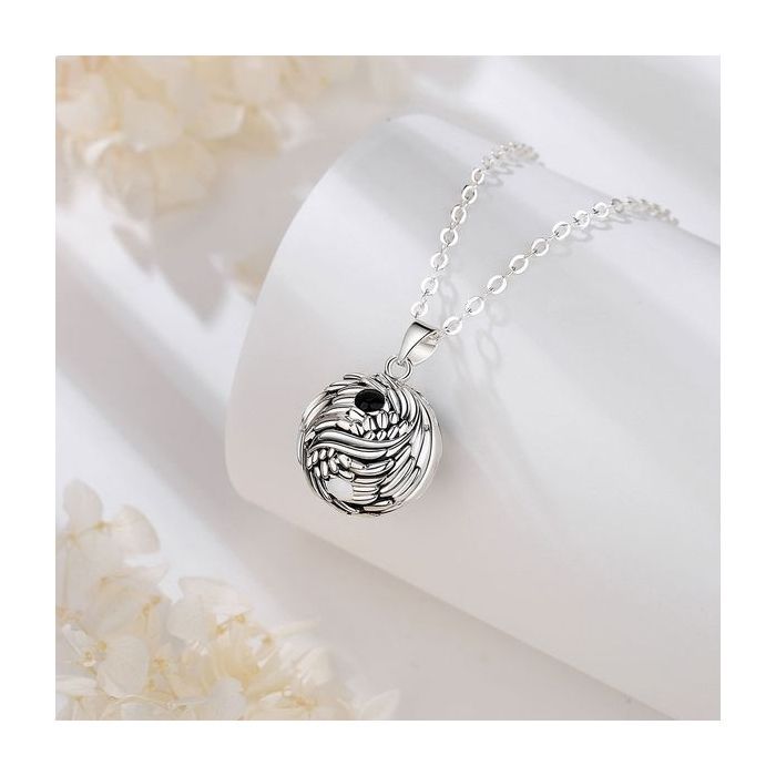 Pregnancy Bola with Yin and Yang Feathers, Necklace and Jewelry for Expectant Mothers