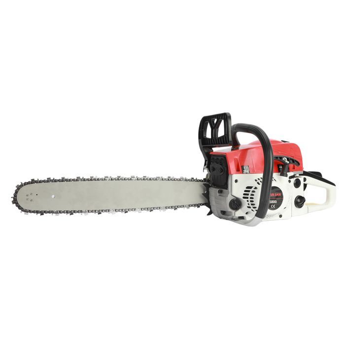 Motosega a benzina - BLUETHY - 58cc - 2400w - 13000rpm - 55cm - Rossa - Miscela olio 25:1