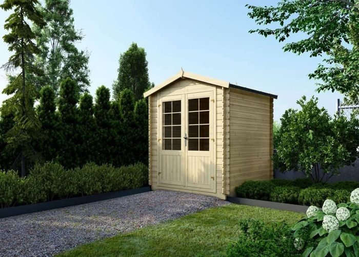 Casetta da giardino in legno - 6,25 m² - 2,50x2,50 m - Spessore 28 mm - Colore: naturale - DOM521