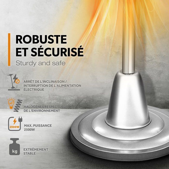 TRESKO® Parasol chauffant 2500W | Chauffage extérieur Infrarouge | Radiateur Rayonnant Électrique de Terrasse | 2 Niveaux de Chaleur