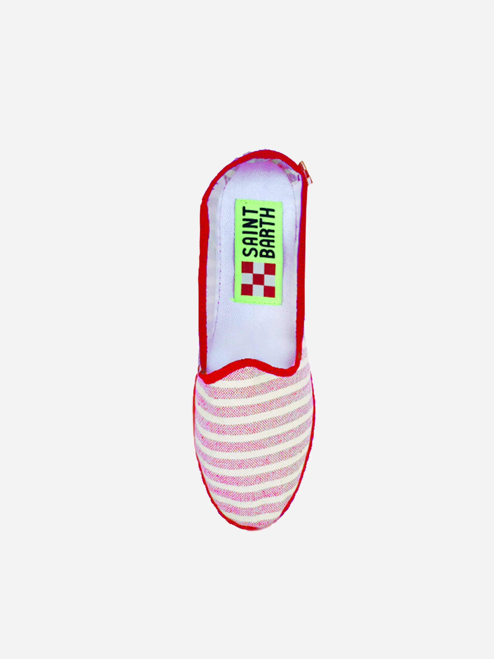 Friulische slippers van rood gestreept canvas