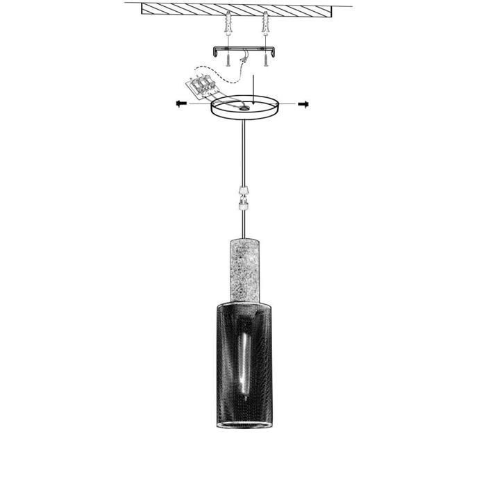 WOTTES Lustre Industriel Rétro En Maille Avec Abat-Jour En Fer Noir, Simple Moderne Nordique Suspension En Ciment, 10*35cm, 1pcs