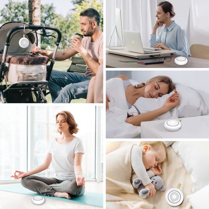 White Noise Machine with Night Light, 30 Soothing Sounds, 3 Night Light Levels, Volume Control, Timer