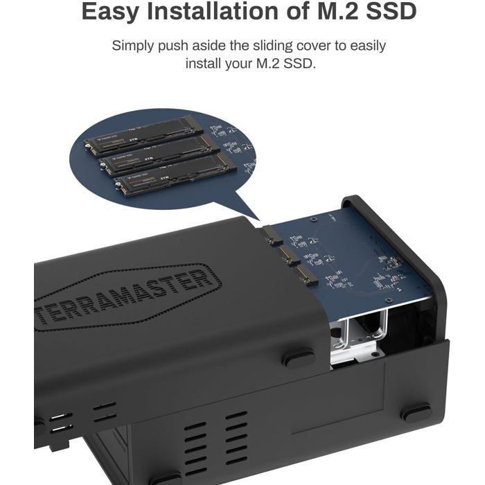 TERRAMASTER D5 Box ibrido a 5 alloggiamenti per HDD/NVMe, USB 3.2 Gen2 10Gbps, RAID 0/1/JBOD + modalità esclusive (senza disco)