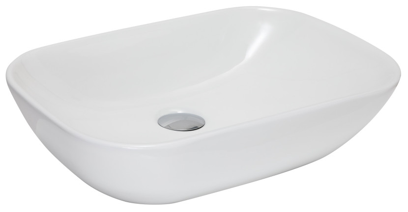 Umywalka Nablatowa Ceramiczna Prostokątna Biała Laguna